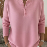 Helena™ | Suéter de punto Henley con botones