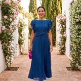 Seraphina | Elegante Vestido Maxi Plisado con Cintura Anudada