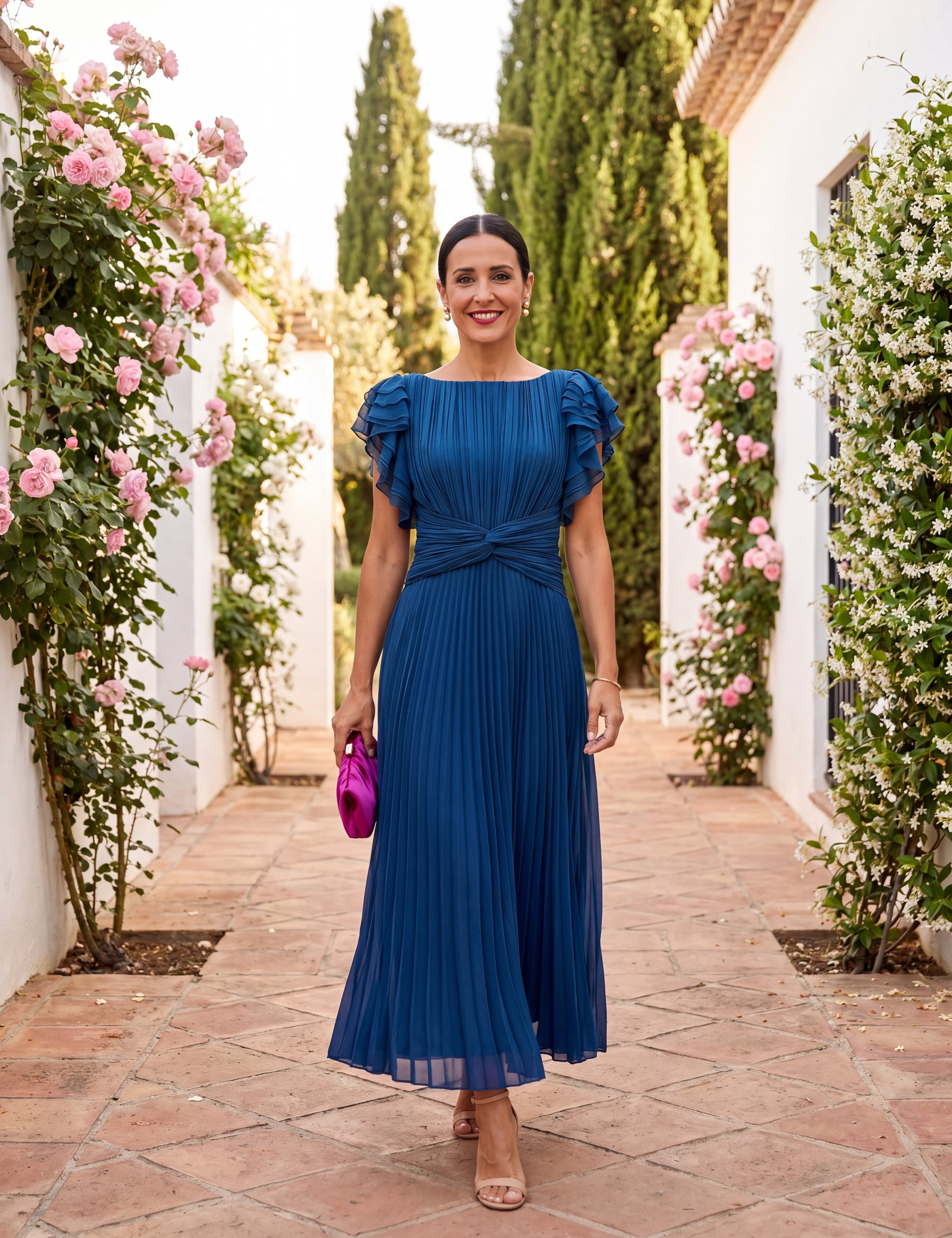 Seraphina | Elegante Vestido Maxi Plisado con Cintura Anudada
