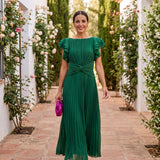 Seraphina | Elegante Vestido Maxi Plisado con Cintura Anudada