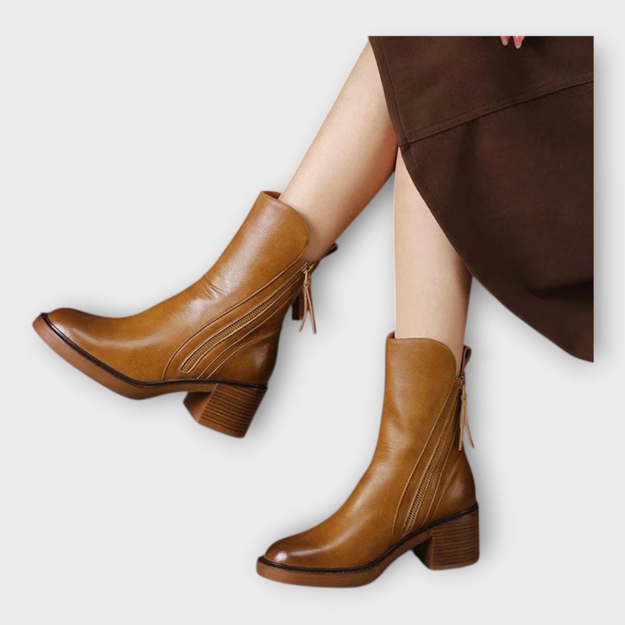 Angela - Ankle Boots With Elegant Line And Zipper Detail