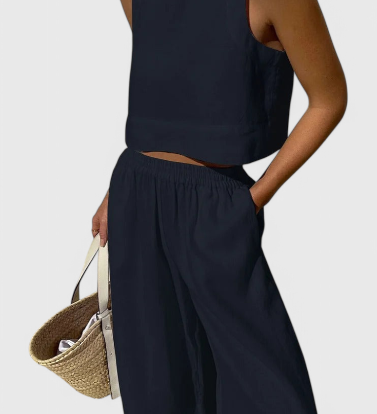 Avelina Minimalist Set in Lightweight Cotton and Linen