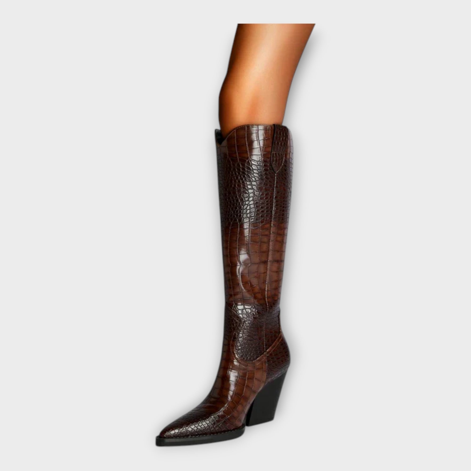 Camila - Botas con diseño de cocodrilo y tacón elegante de diario