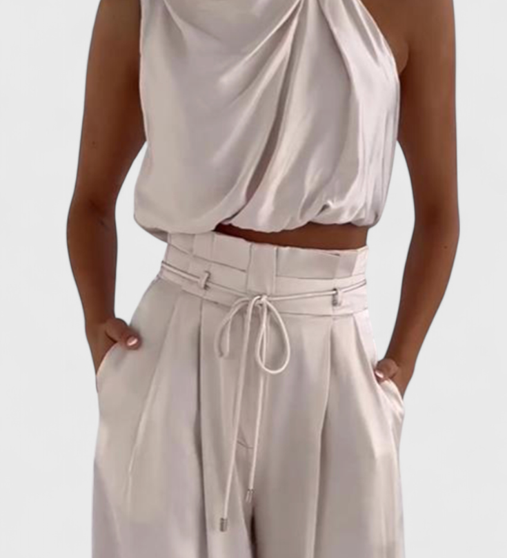 Helira Conjunto Dos Piezas con Top Fluido y Pantalón Palazzo