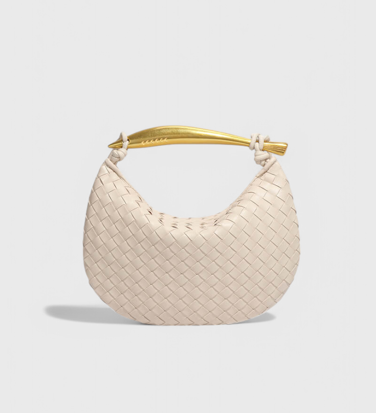 Paola - Bolso tejido con asa dorada