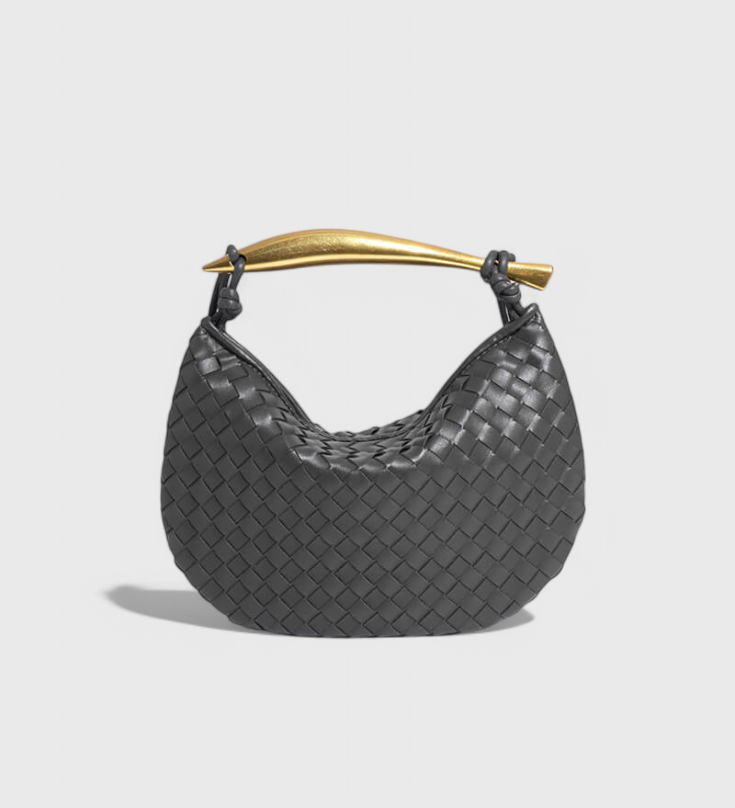 Paola - Bolso tejido con asa dorada