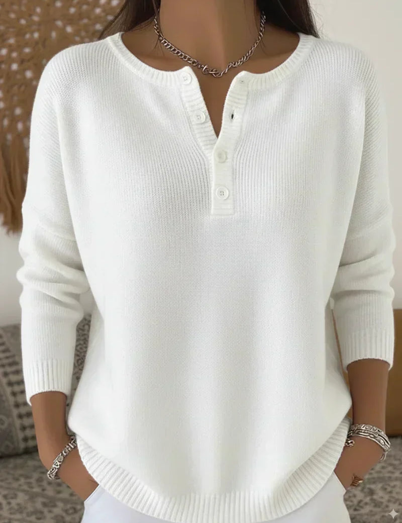Helena™ | Suéter de punto Henley con botones