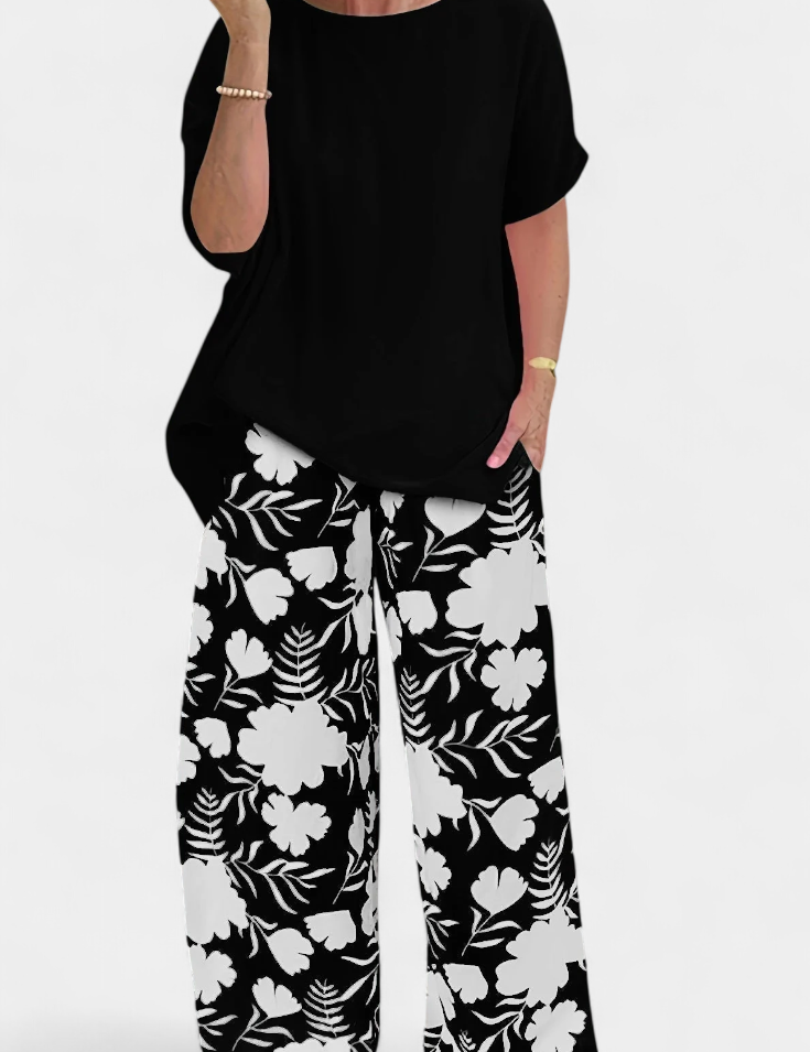 Aivy Conjunto Floral de Dos Piezas con Toque Relajado