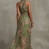 Lidia | Vestido Maxi Halter Floral Elegante
