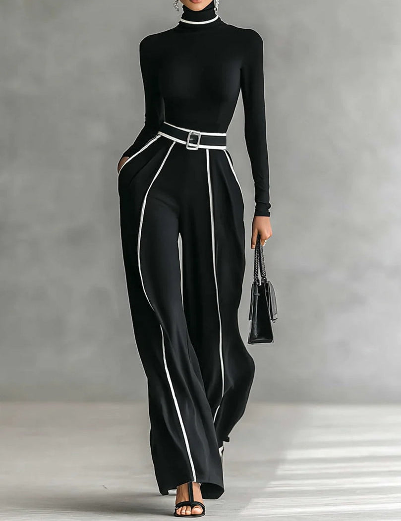 Emma – Conjunto elegante de dos piezas con cuello alto y pantalón ancho