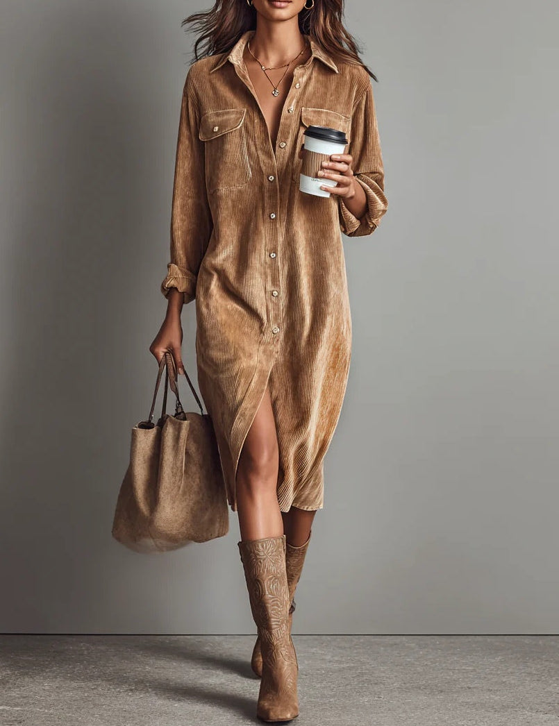 Estela – Vestido midi de pana