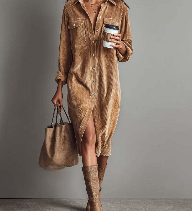 Estela – Vestido midi de pana
