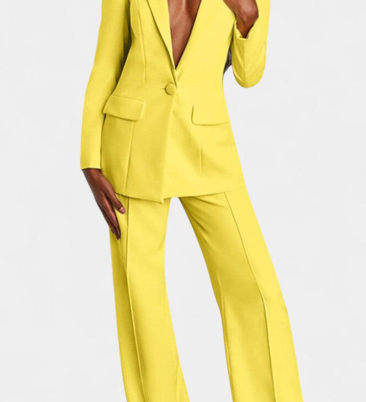 Marnie Conjunto de Blazer a Medida y Pantalones de Pierna Ancha
