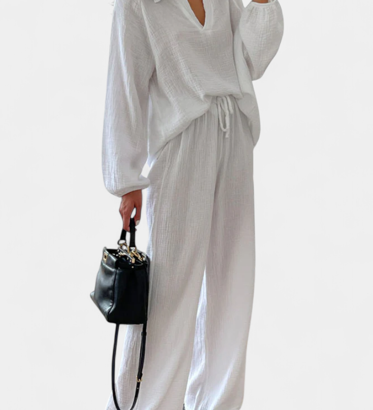 Aya Two-Piece V-Neck Cotton Set