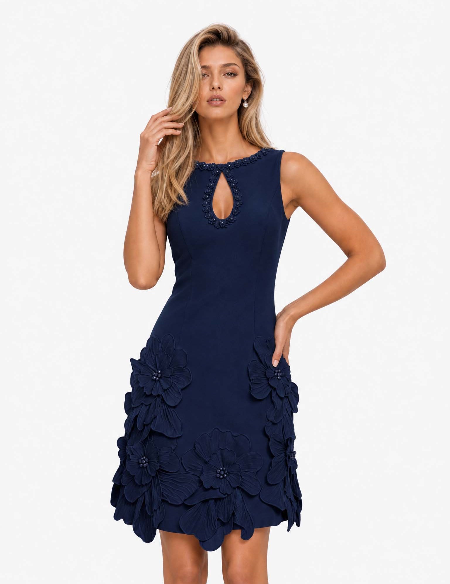 Vestido Mini Elegante Sin Mangas con Recorte