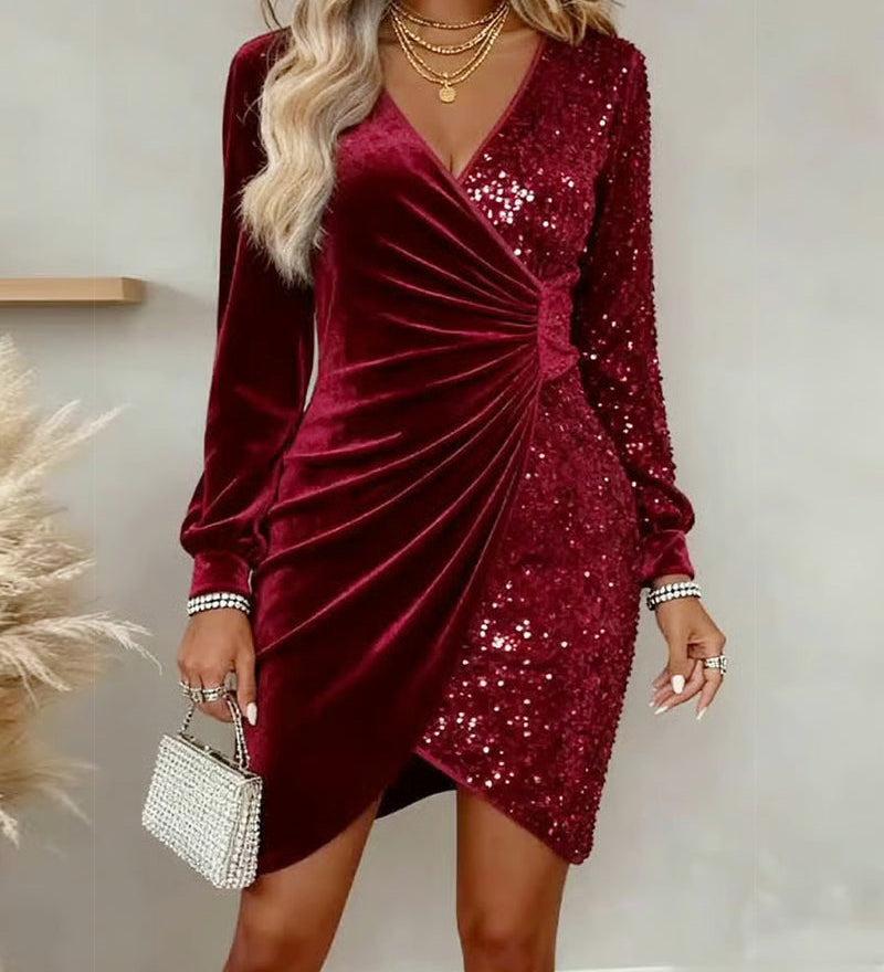 Emilia | Vestido Midi Navideño con Escote en V