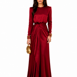Elegante Vestido Maxi de Satén Drapeado
