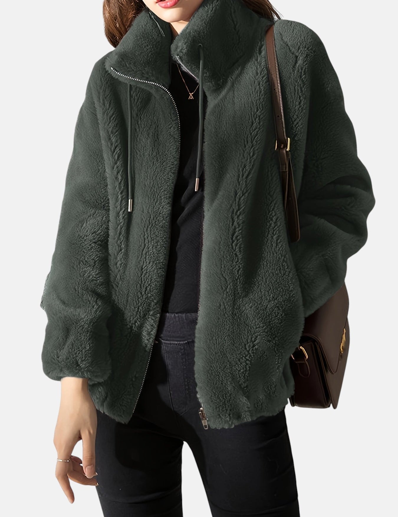 Alya – Chaqueta de pelo suave con cremallera