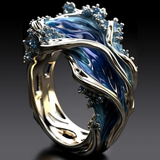 Anillo de Oro Vintage con Onda del Océano