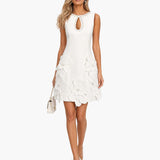 Vestido Mini Elegante Sin Mangas con Recorte