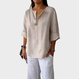 Zamma | Blusa de lino con cuello en V