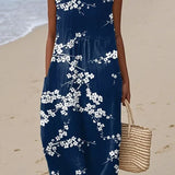 Tess - Elegant Floral Pattern Midi Dress
