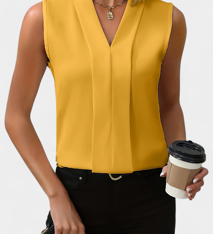 Nele Blusa Sin Mangas con Escote en V y Corte Fluido