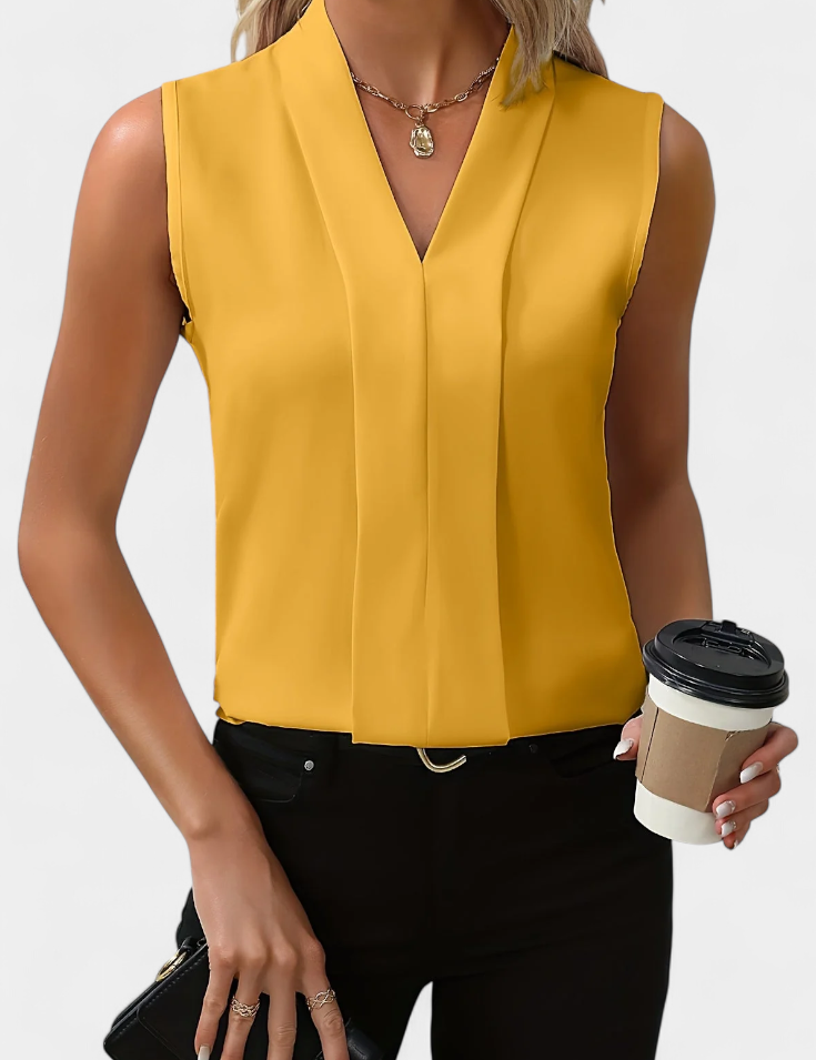 Nele Blusa Sin Mangas con Escote en V y Corte Fluido