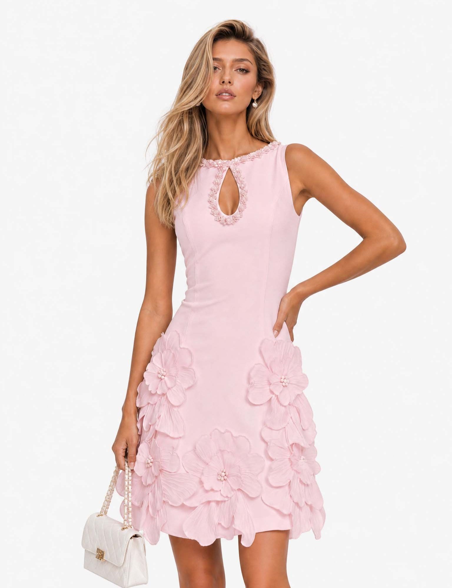 Vestido Mini Elegante Sin Mangas con Recorte
