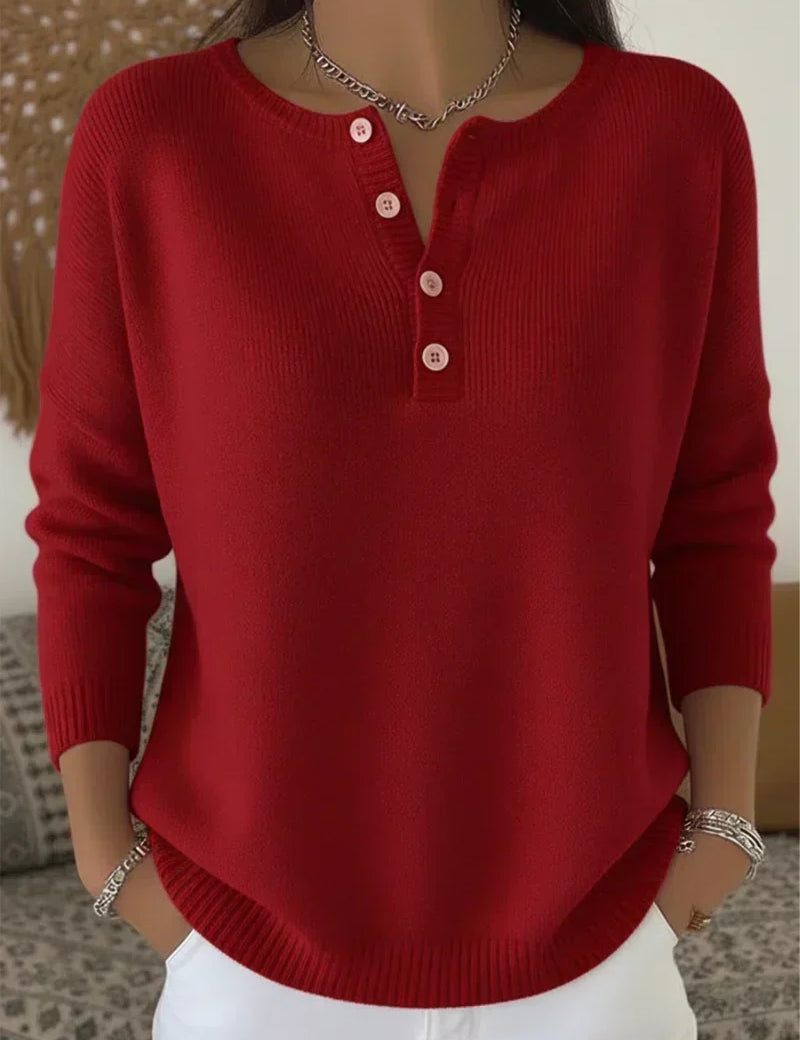 Helena™ | Suéter de punto Henley con botones