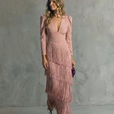 Chiara | Vestido Elegante con Mangas de Flecos