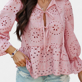 Kayden Top Bohemio de Encaje con Corte Fluido