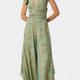 Leandra Mono fluido cruzado con estampado floral verde