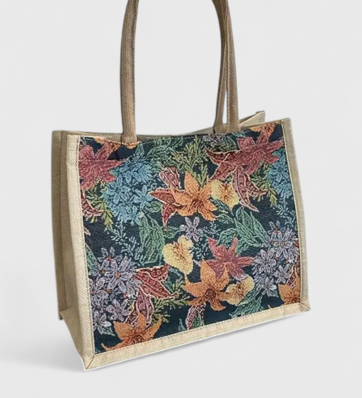 Taila Jute Bag with Floral Print and Eco-Friendly Design