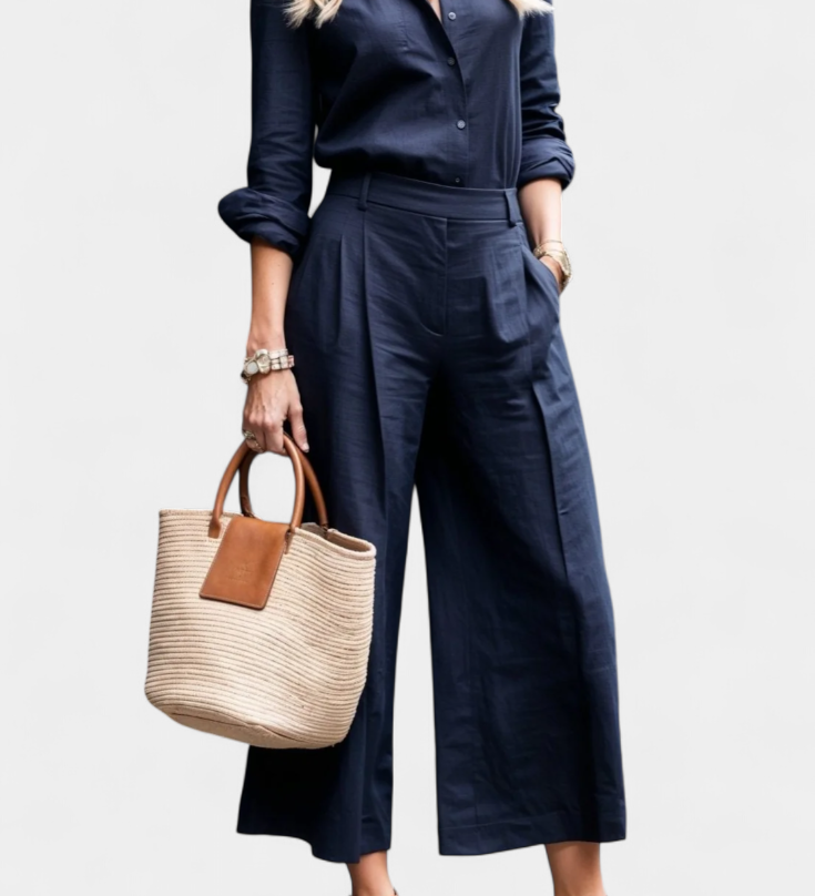 Sabina Loose Shirt and Capri Pants Pink Set