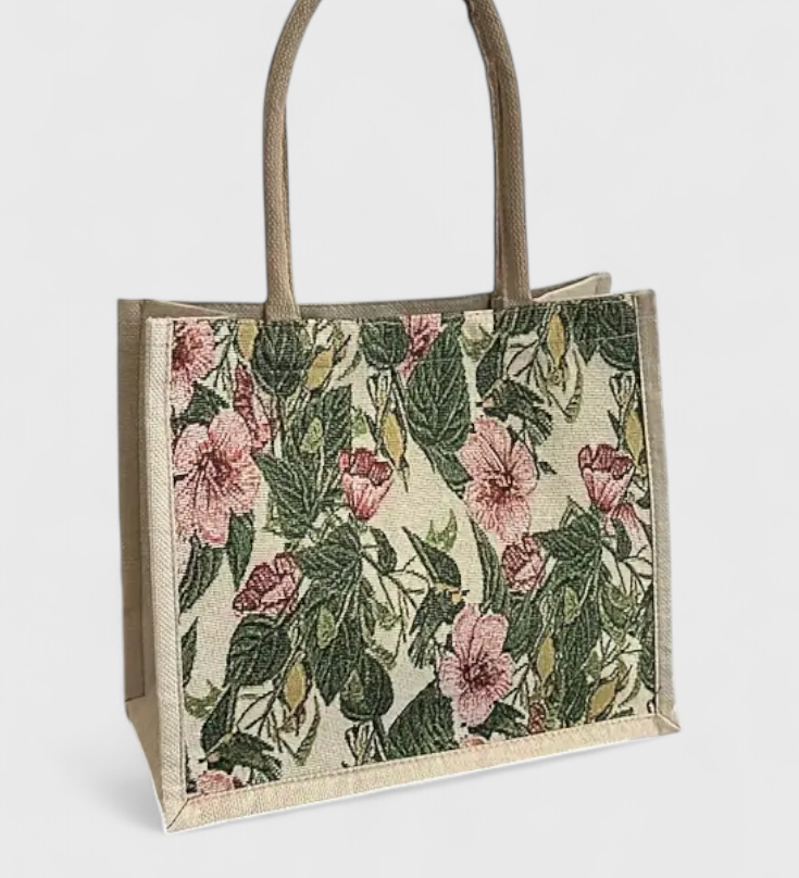 Taila Jute Bag with Floral Print and Eco-Friendly Design