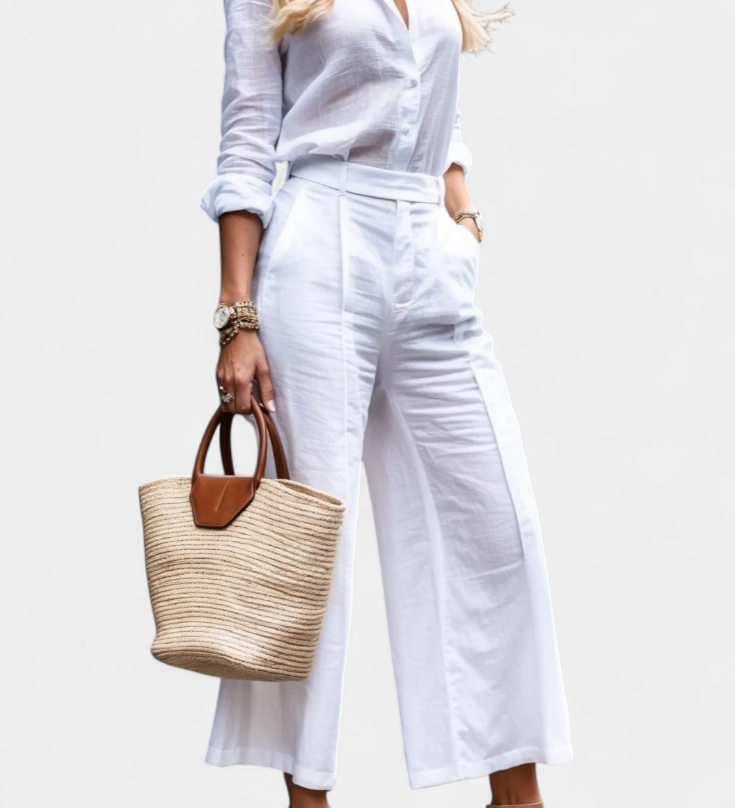 Sabina Loose Shirt and Capri Pants Pink Set