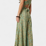 Leandra Mono fluido cruzado con estampado floral verde