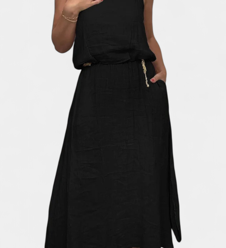Meliora Linen and Cotton Set with Sleeveless Vest and Skirt