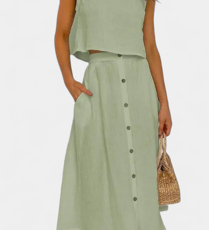 Naha Cotton Vest and Front Buttons Set