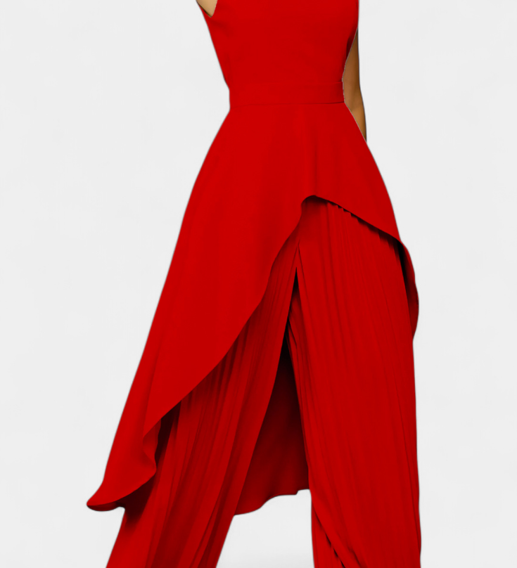 Paola - Asymmetric Set with Pleated Trousers