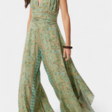 Leandra Mono fluido cruzado con estampado floral verde