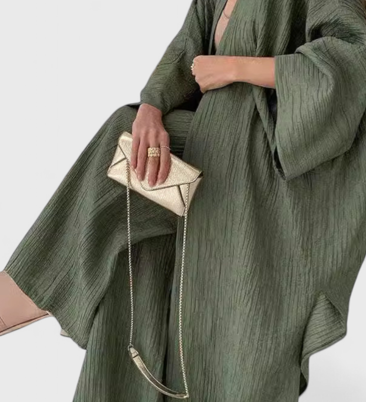 Caspian Two-Piece Relaxed Set with Long Kimono