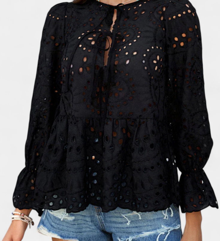 Kayden Top Bohemio de Encaje con Corte Fluido