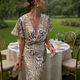 Higinia™ | Vestido Midi Estampado en Tonos Cobre