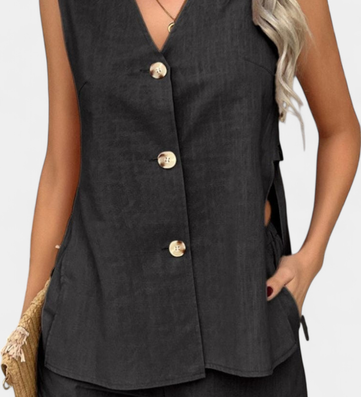 Loren Relaxed-Fit Sleeveless Linen Set
