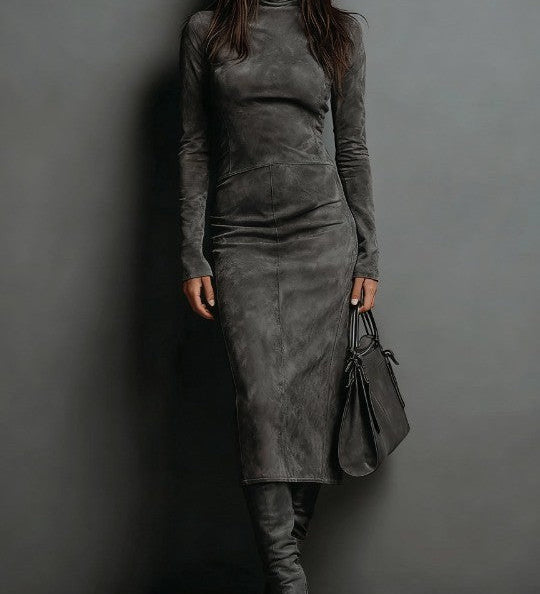 Lorena - Vestido midi largo marrón