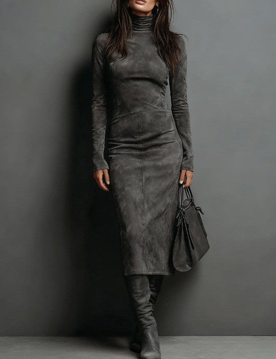 Lorena - Vestido midi largo marrón
