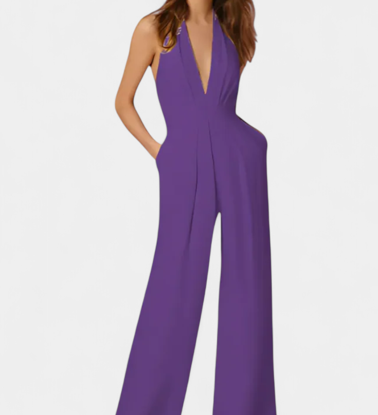Lightweight Elegant Lilac Wide-Leg Jumpsuit