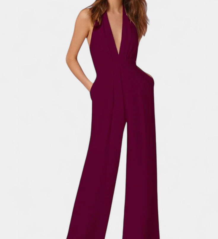 Lightweight Elegant Lilac Wide-Leg Jumpsuit
